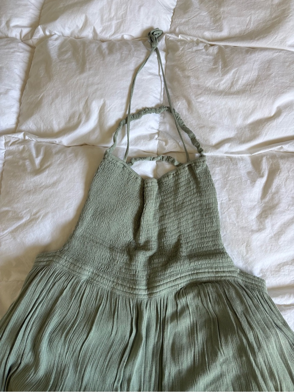 Sage Green Halter Smocked Maxi Dress - Picture 3 of 4
